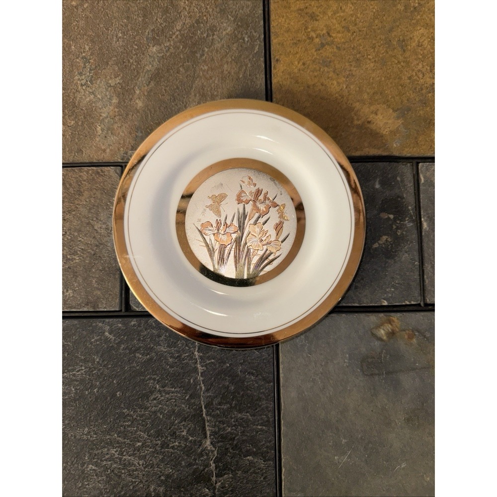 The Art of Chokin Decorative Floral Plate with Irises A93